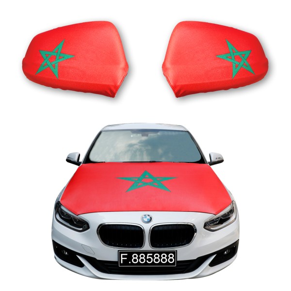 Fanset Auto EM &quot;Marokko&quot; Morocco Fußball Motorhaube Außenspiegel Flagge