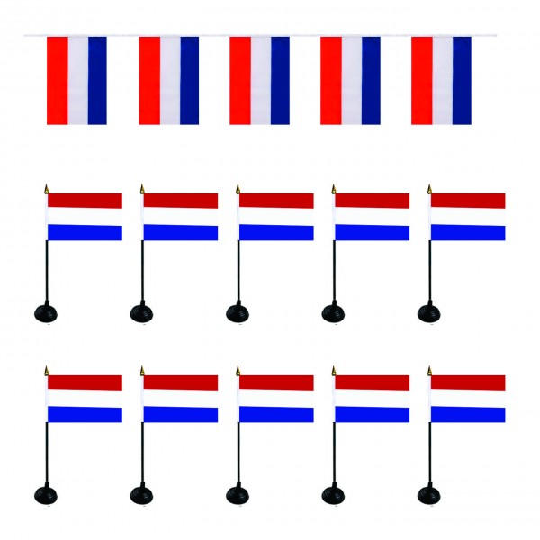 FANSET EM Fußball &quot;Niederlande&quot; Girlande Handflaggen Tischhalter
