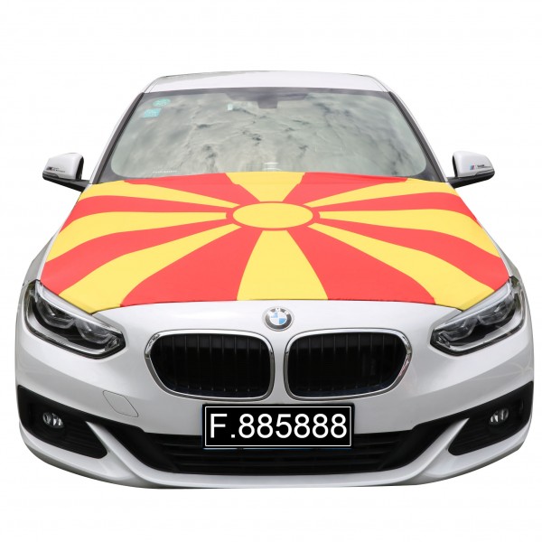 EM Fußball &quot;Nordmazedonien&quot; North Macedonia Motorhauben Überzieher Auto Flagge Fahne