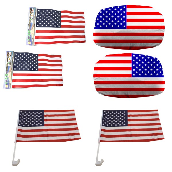 Fan-Paket Auto &quot;USA&quot; Amerika America EM WM Länder Fußball Flaggen Außenspiegel Sticker