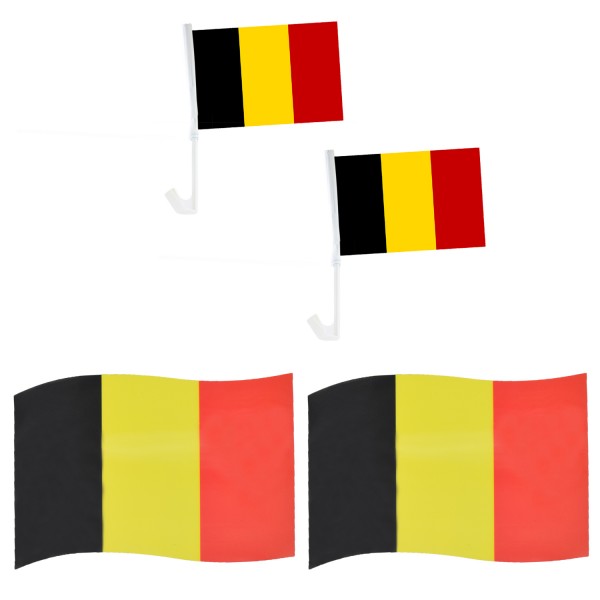 Fanpaket fürs Auto EM &quot;Belgien&quot; Belgium Fußball Flaggen 3D Magnet Fahren