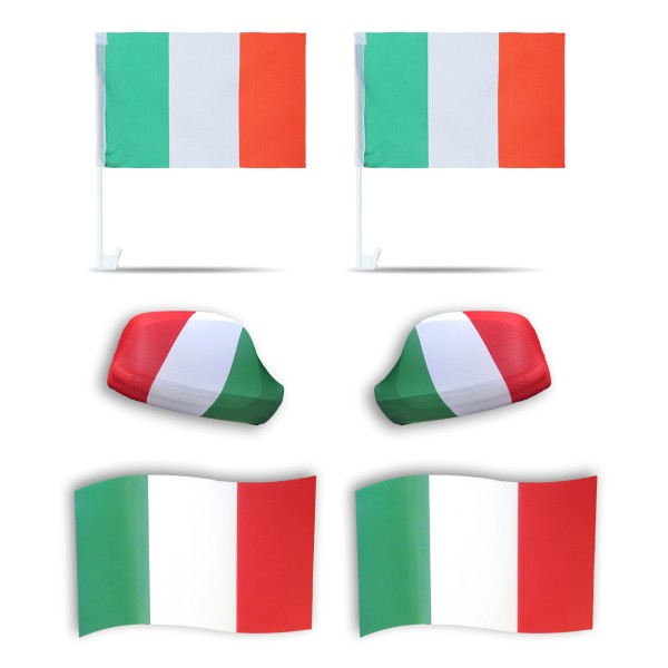 Fanpaket fürs Auto EM &quot;Italien&quot; Fußball 3D Magnet Außenspiegel Flaggen