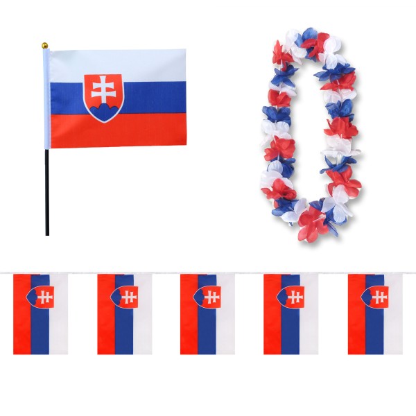 FANSET EM Fußball &quot;Slowakei&quot; Slovakia Girlande Mini Hand Flagge Hawaiikette