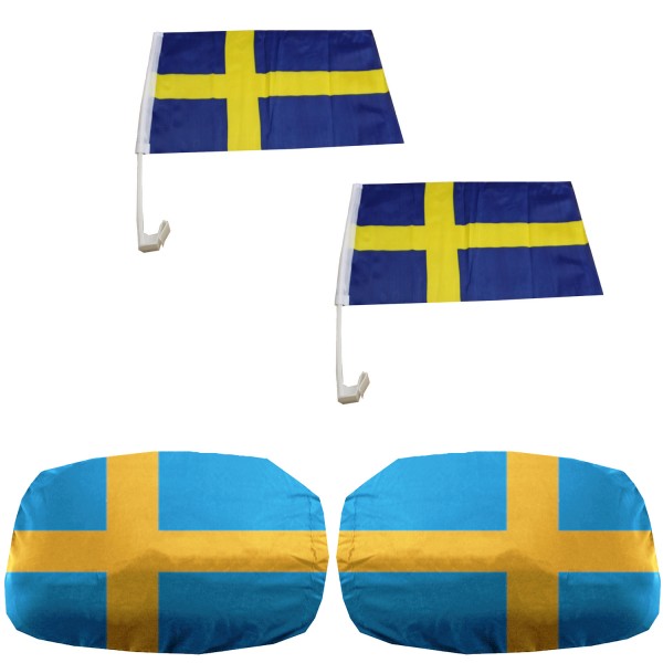 Fan-Paket-3 &quot;Schweden&quot; Sweden WM EM Länder Fußball Flaggen Fahren Autoset Spiegelflaggen