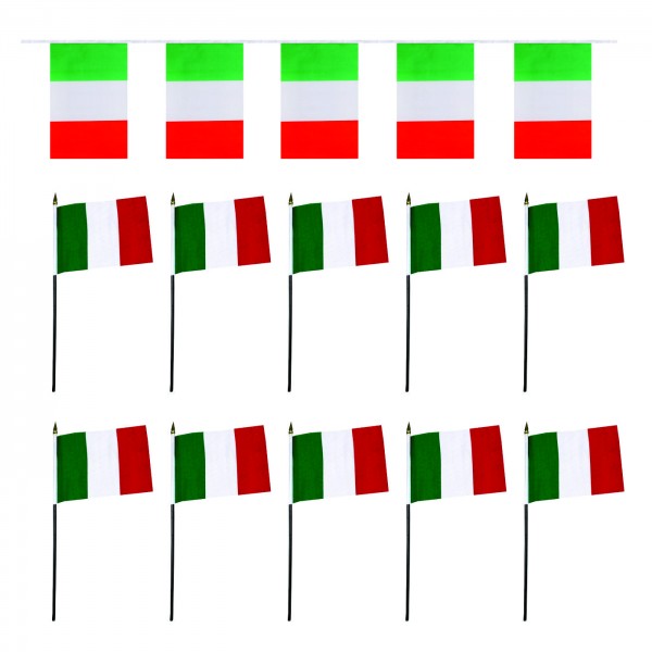 FANSET EM Fußball &quot;Italien&quot; Italy Girlande 10x Handflaggen
