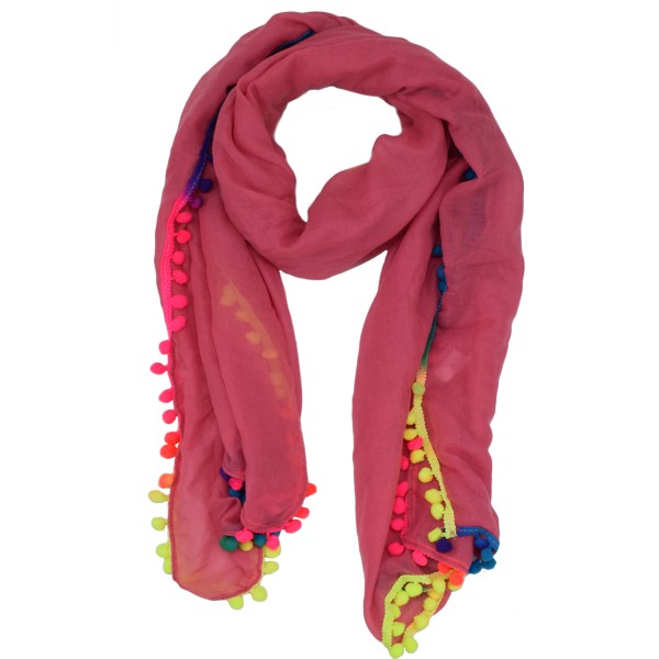 Scarf Long &quot;Pompons&quot; Neon Colored Summer