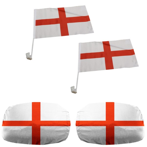 Fan-Paket-3 &quot;England&quot; WM EM Länder Fußball Flaggen Fahren Autoset Spiegelflaggen