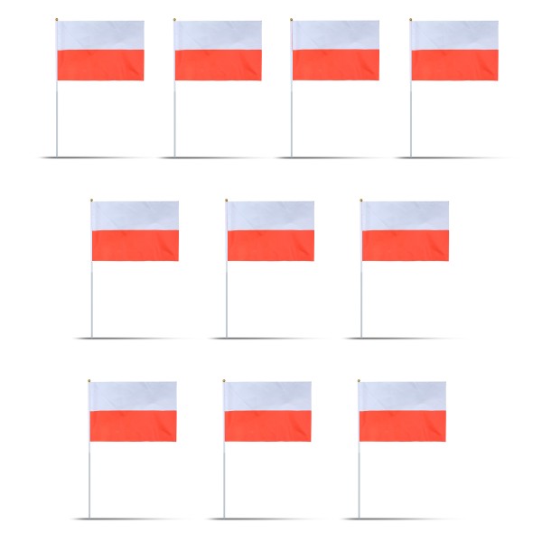 10er Set Fahne Flagge Winkfahne &quot;Polen&quot; Poland Polska Handfahne EM WM