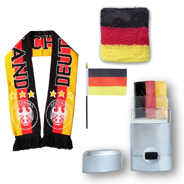 FAN PAKET EM &quot;Deutschland&quot; Germany Fußball Schal Schminke Schweißband Mini Flagge