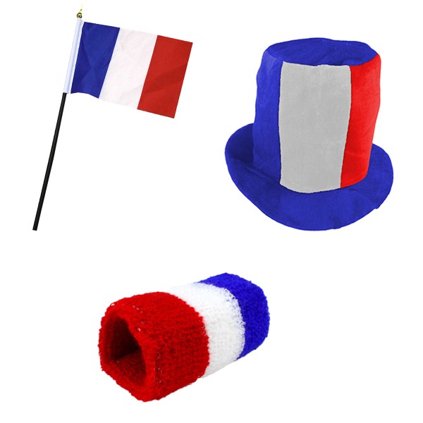 FANSET EM Fußball &quot;Frankreich&quot; France Zylinder Hut Schweißband Mini Flagge
