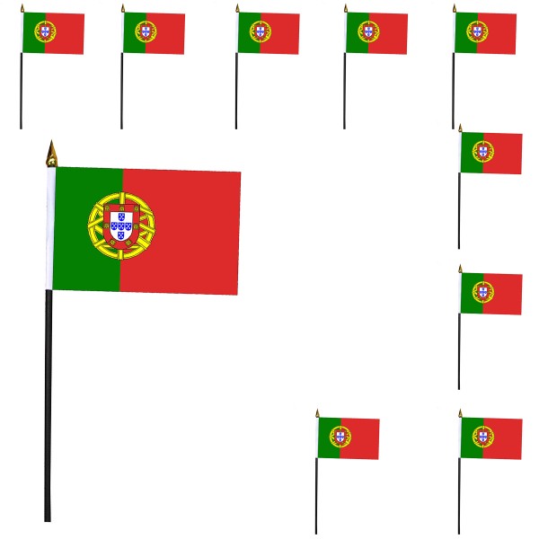 Mini Handfahnen 10 Stück Set &quot;Portugal&quot; EM WM Flaggen Fanartikel