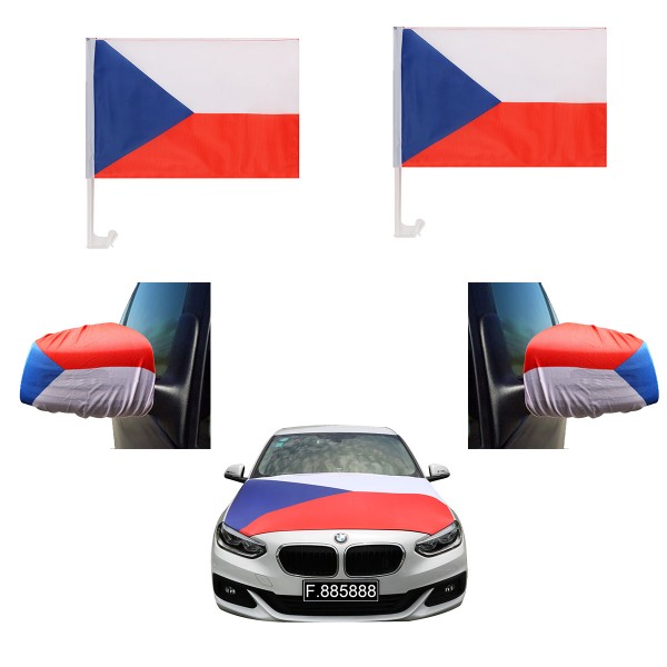 Aut-Fan-Paket EM &quot;Tschechien&quot; Czech Republic Fußball Flaggen Außenspiegel Motorhaubenüberzug