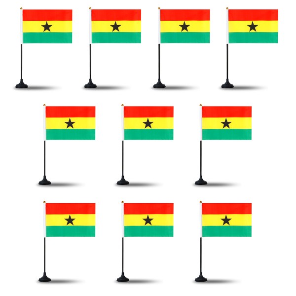 Mini Handfahnen mit Tischständer Fuß 10 Stück Set &quot;Ghana&quot; EM WM Flaggen Fanartikel