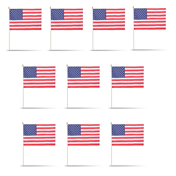 10er Set Fahne Flagge Winkfahne &quot;USA&quot; Amerika Handfahne EM WM