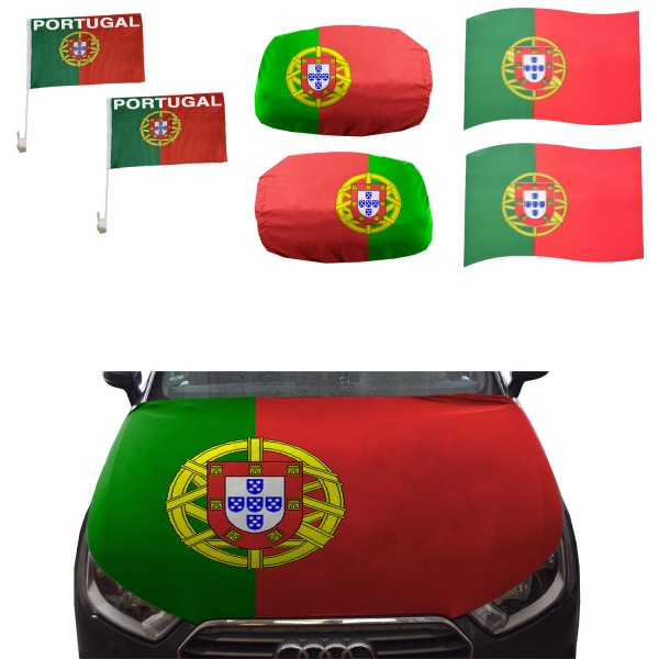 Aut-Fan-Paket EM &quot;Portugal&quot; Fußball Flaggen Außenspiegel 3D Magnet Motorhaubenüberzug