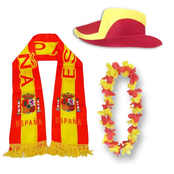Fan-Paket &quot;Spanien&quot; Spain Espana WM EM Fußball Schal Hawaiikette Hut Fanartikel