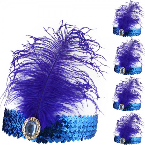 5 Pieces Headband &quot;Sequines Band&quot; Bandana Golden 20s Carneval Costume