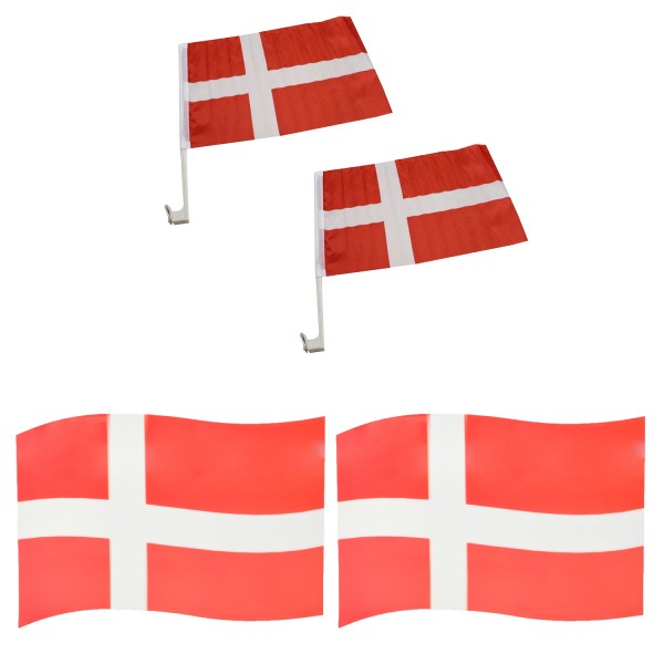 Fanpaket fürs Auto EM &quot;Dänemark&quot; Denmark Fußball Flaggen 3D Magnet Fahren