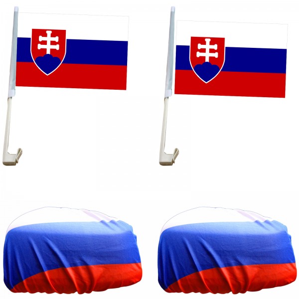 Fan-Paket-3 &quot;Slowakei&quot; Slovakia WM EM Länder Fußball Flaggen Fahren Autoset Spiegelflaggen