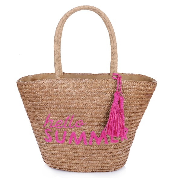 Basket Bag &quot;Hello Summer&quot; Embroidery Tassel Shopper Summer