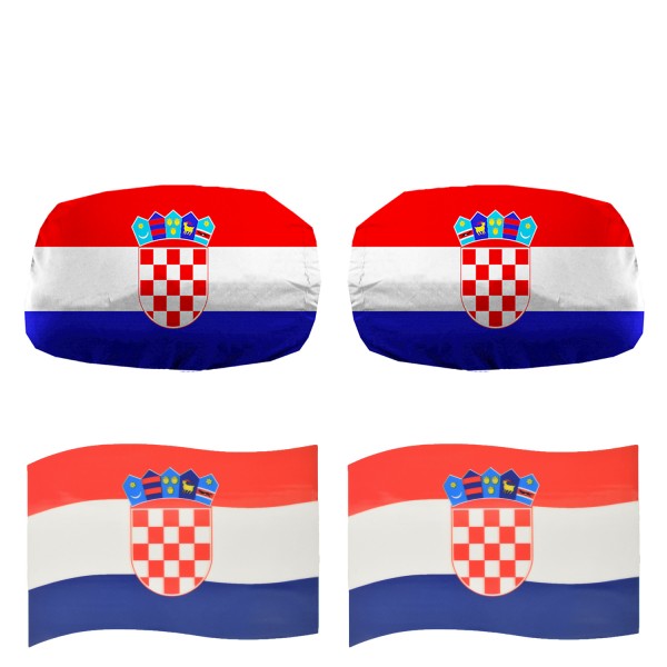 Fan-Paket EM &quot;Kroatien&quot; Croatia Auto Außenspiegelflagge Magnete Fahren Fußball