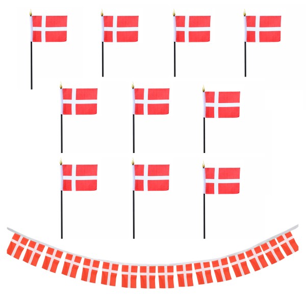 FANSET EM Fußball &quot;Dänemark&quot; Denmark Girlande 10x Handflaggen