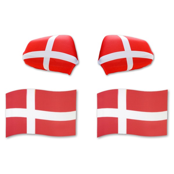 Fan-Paket EM &quot;Dänemark&quot; Denmark Auto Außenspiegelflagge Magnete Fahren Fußball