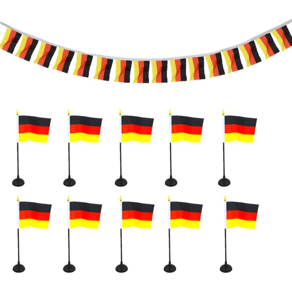 FANSET EM Fußball &quot;Deutschland&quot; Germany Girlande Handflaggen Tischhalter