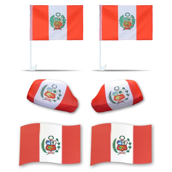 Fanpaket fürs Auto EM &quot;Peru&quot; Fußball 3D Magnet Außenspiegel Flaggen