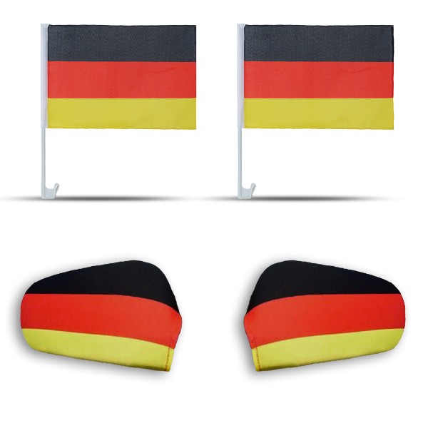 Fan-Paket-3 &quot;Deutschland&quot; Germany WM EM Länder Fußball Flaggen Fahren Autoset Spiegelflaggen