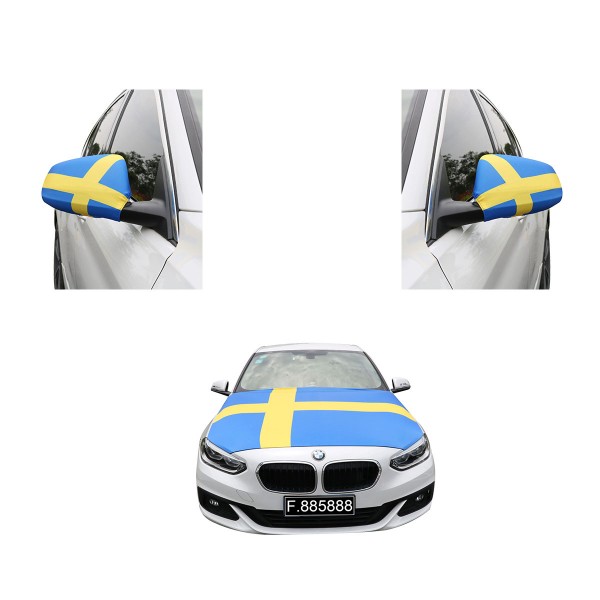 Fanset Auto EM &quot;Schweden&quot; Sweden Fußball Motorhaube Außenspiegel Flagge