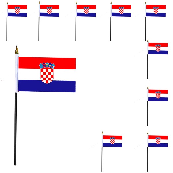 Mini Handfahnen 10 Stück Set &quot;Kroatien&quot; Croatia EM WM Flaggen Fanartikel