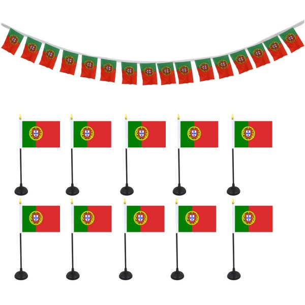 FANSET EM Fußball &quot;Portugal&quot; Girlande Handflaggen Tischhalter