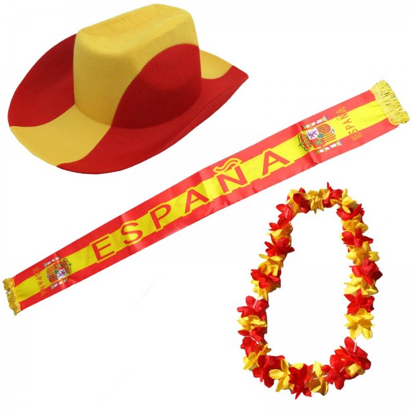 Fan-Paket &quot;Spanien&quot; Spain Espana WM EM Fußball Schal Hawaiikette Hut Fanartikel