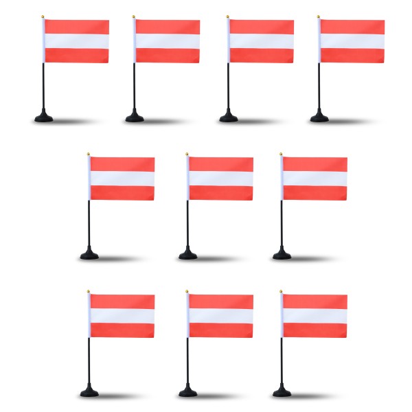 Mini Handfahnen mit Tischständer Fuß 10 Stück Set &quot;Österreich&quot; Austria EM WM Flaggen Fanartikel
