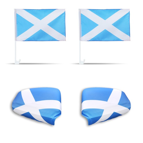 Fan-Paket-3 &quot;Schottland&quot; Scottland WM EM Länder Fußball Flaggen Fahren Autoset Spiegelflaggen