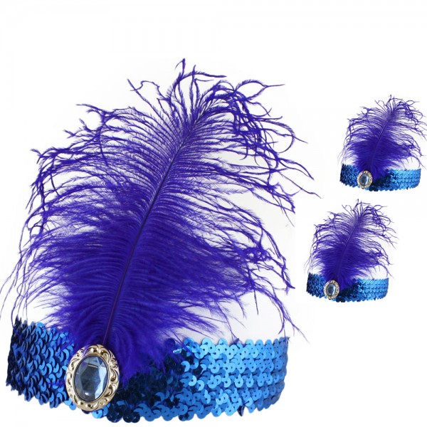 3 Pieces Headband &quot;Sequines Band&quot; Bandana Golden 20s Carneval Costume