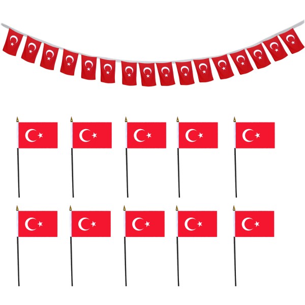 FANSET EM Fußball &quot;Türkei&quot; Turkey Girlande 10x Handflaggen
