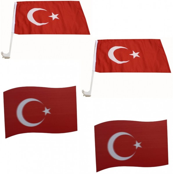 Fanpaket fürs Auto EM &quot;Türkei&quot; Turkye Fußball Flaggen 3D Magnet Fahren