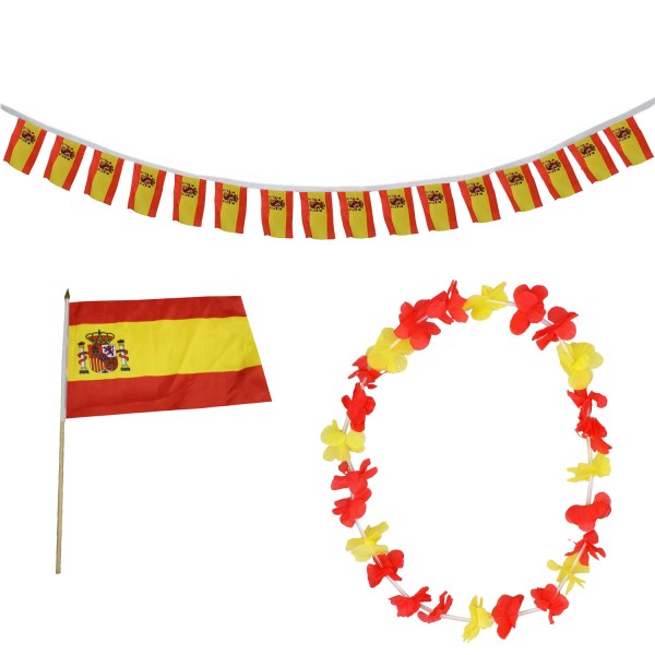FANSET EM Fußball &quot;Spanien&quot; Spain Girlande Mini Hand Flagge Hawaiikette