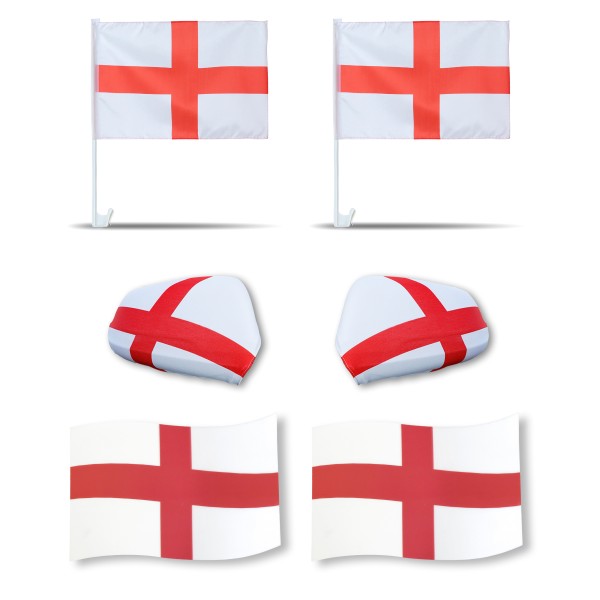 Fanpaket fürs Auto EM &quot;England&quot; Fußball 3D Magnet Außenspiegel Flaggen