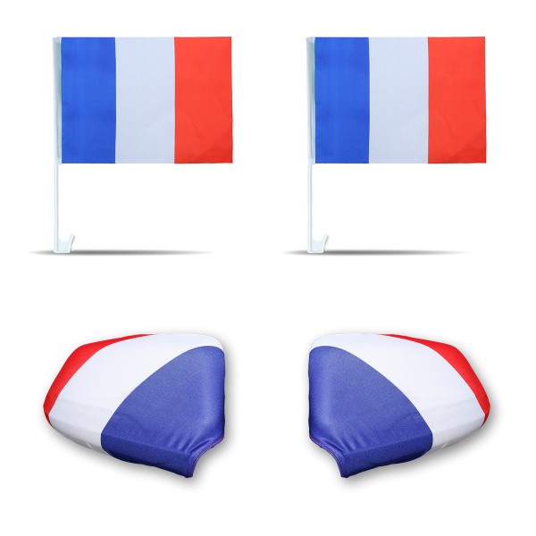 Fan-Paket-3 &quot;Frankreich&quot; France WM EM Länder Fußball Flaggen Fahren Autoset Spiegelflaggen