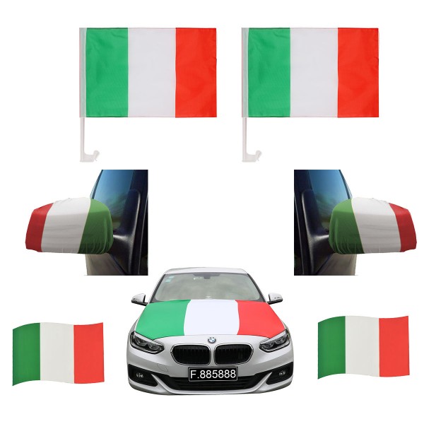 Aut-Fan-Paket EM &quot;Italien&quot; Italy Fußball Flaggen Außenspiegel 3D Magnet Motorhaubenüberzug