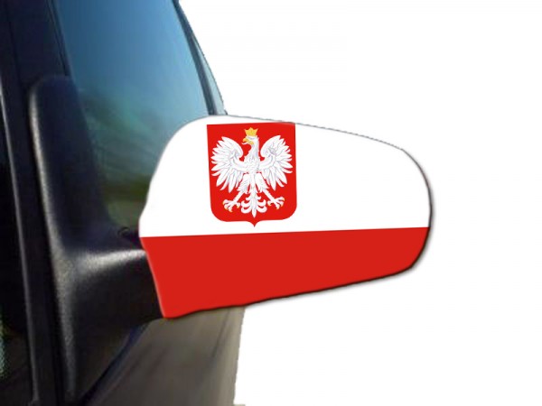 Auto Außenspiegel Fahne Set &quot;Polen Wappen&quot; Poland Polska Bikini Flagge EM WM