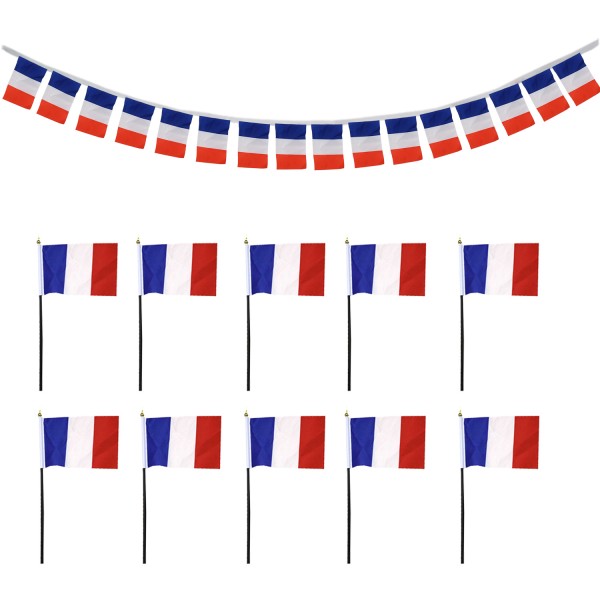 FANSET EM Fußball &quot;Frankreich&quot; France Girlande 10x Handflaggen