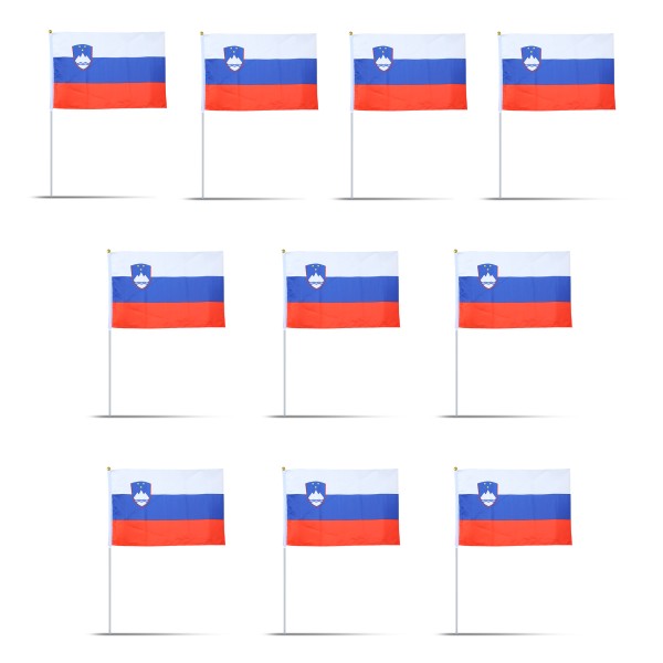 10er Set Fahne Flagge Winkfahne &quot;Slowenien&quot; Slovenia Handfahne EM WM