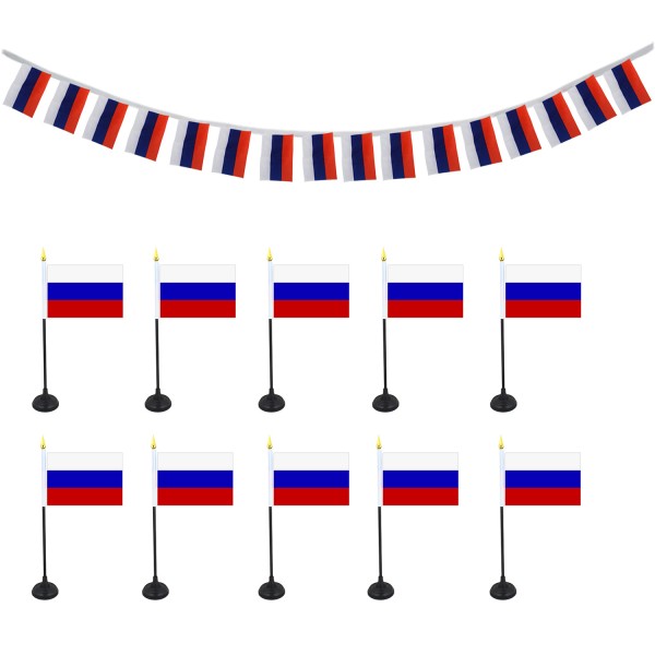 FANSET EM Fußball &quot;Russland&quot; Girlande Handflaggen Tischhalter