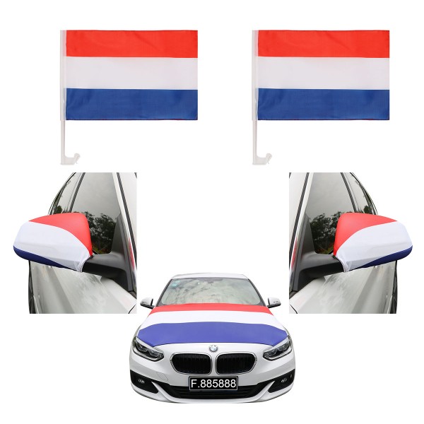 Aut-Fan-Paket EM &quot;Niederlande&quot; Netherlands Fußball Flaggen Außenspiegel Motorhaubenüberzug