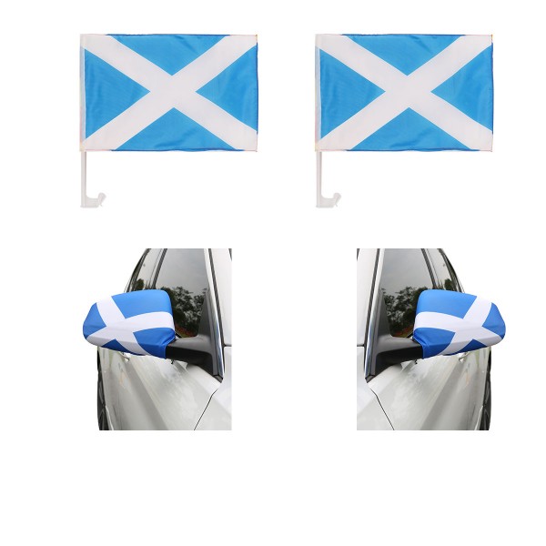 Fan-Paket-3 &quot;Schottland&quot; Scottland WM EM Länder Fußball Flaggen Fahren Autoset Spiegelflaggen