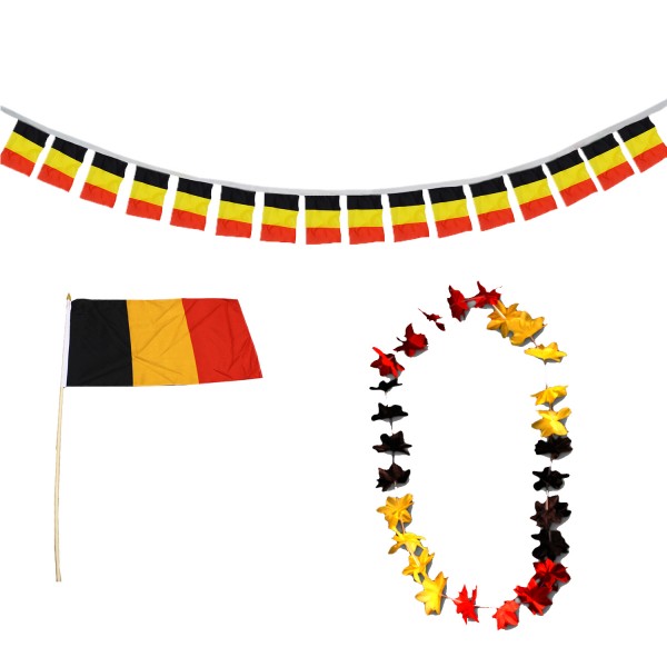 FANSET EM Fußball &quot;Belgien&quot; Belgium Girlande Mini Hand Flagge Hawaiikette